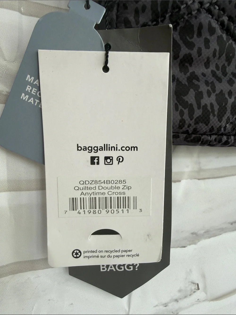 Baggallini Quilted Double Zip Anytime Crossbody in Charcoal Snakeskin Quilt - Picture 4 of 16